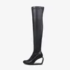 Stivali di moda puro colore puro 8 cm High ow -out tallone rotondo autunno inverno conciso donne tratteggiate sopra il ginocchio HL455 Muyisexi