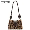 Shoulder Bags Boolar 2024 Winter Leopard Print Mao Underarm Bag Ins Online Celebrity Fashion Sunflower Plush