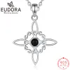 ネックレスEUDORA NEW 925 STERLING SILVER WITCHRACT CELTIC KNOT NECKLACE OBETIDIAN AMULET PENDANT WITCH JEWELRY FINE GINE FINE MEN MEN MEN MEN