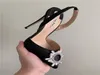 Concepteur décontracté sexy dame femme039s chaussures noires en satin à lanière enveloppe cristal strass slingback pointuy orteil stiletto stripper high h2691333