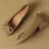 Casual schoenen plus maat 34-42 dames echte lederen slip-on flats dagelijkse zoete bowtie geplooide hoogwaardige zachte comfortabele vrouwelijke schoen