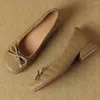 Casual Schuhe plus Größe 34-42 Frauen echte Leder-Slip-On-Wohnungen täglich süße Bowtie Pliseks hochwertige weiche, komfortable weibliche Schuh