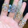 Группы Missvikki Monaco Design Luxury Crossover Stackable Rings для женщин Свадебные кубические цирконы помолвка Dubai Naija Bridal Pinger