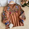 Women's Blouses Oceanlove Bohemia Bloemvrouwen Shirtsblouses Vintage mode Ethnic Style Spring Summer Blusas Mujer Beach Embroidery