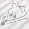 Necklaces 2023 Best selling water drop sweater chain 4piece long necklace set Crystal Cubic zirconia Dubai Nigeria wedding accessories