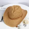 Berretti Foux Cowboy Hat Western Men Women Women Summer Spring Glent Knit Out Out Out Pure Orlo Color Tape Beach Shade Visor Fashion