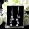 Earrings NEW 925 silver Jewelry Authentic teardrop shaped Tassel crystal from Swarovskis Ladies Fashion Earrings