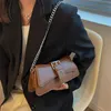 Sac à épaule à chaîne de couleur unie pour femmes sacs à main en cuir PU 2023 marque de luxe vintage dame crossbody sac café noir t8rl #