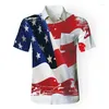 Men's Casual Shirts Summer Short Sleeve Tee Hawaiian Shirt Sweatshirts Men Clothing For America Flag Printed