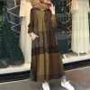 Clothing New Summer Muslim Vintage plaid Blouse for Women Simple Cotton Linen Long Shirt Saudi Arabia Islam Femme Tops Lady Shirt Dresses