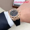 AP Kvinnlig handledsklocka Royal Oak Series 26240or Rose Gold Black Belt Mens Fashion Leisure Business Sports Back Transparent Mechanical Watch