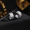 Designer charm High version s925 silver needle+genuine gold electroplated Van inlaid diamond clover earrings kaleidoscope C-shaped