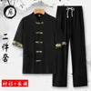 Sesuits de survêtement masculins Été Men de lin tops pantalons sets uniformes oriental mode décontracté chemise lâche chinoise de style rétro