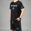 Men's Tracksuits Sets Summer Tracksuit Plus Size 10XL 11XL T-shirts Shorts Running Male Big Suits Black