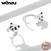 Örhängen wostu äkta 925 sterling silver härlig mini panda koala hund djur studörhängen kvinnor flickor blommor fin smycken gåva