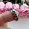 Bands iTungsten 8mm Tungsten Finger Ring for Men Women Engagement Wedding Band Koa Wood Meteorite Inlay Fashion Jewelry Comfort Fit