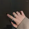 Cluster anneaux imitation perlé anneau élastique bijoux de doigt doré