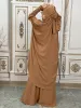 Vêtements Femme musulmane tenue Islam Khimar Hijab Dubai Abaya 2 pièces Set Arabe Black Abaya Turkey Store Ramadan Prayer Prayer