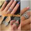 Bandas Huitan Luxury Cross Design Rings Full Paved Cz Stone Modern Fashion Modern Fomen's Rings Bodas de boda Bancos de joyería Envío