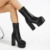 Boots 14cm CHEEL Platform Block Women's Limit for Autumn and Winter حجم كبير 35-43