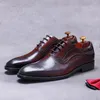 Scarpe casual di lussuoso maschile oxfords genuino in pelle vera brogue marrone in pizzo abito alare per uomo festa di nozze fatti formali calzature formali