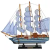 Sailboat al Table Decoration Model Wooden Ship Models Nautical Sailing Sculpture Boat Statue 240426