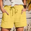 Dames shorts vrouwen zomermode hoge taille rechte been sport casual los met trekkoordzakken elastische band