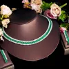 Necklaces CWWZircons Sparkly Multiple Green Cubic Zirconia Pave Setting 2pcs Bridal Wedding Event Round Necklace Earring Jewelry Sets T719