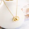 High Quality Luxury Necklace Korean fashion design geometric diamond ring buckle pendant creative personality trend versatile gold-plated necklace female