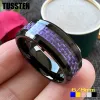 Rings TUSSTEN 6/8MM Classic Tungsten Wedding Band Ring For Men Women With Purple Carbon Fiber Inlay Bevel Polish Comfort Fit