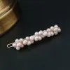 Clips FXLRY New Elegant Handmade natural freshwater pearl half tie hair clip woman Valentine's Day gift