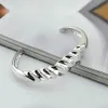 Punk glattes offenes Armband 925 Sterling Silber Metall Verstellbares Armband für Frauen übertrieben Manschetten mit breitem Handarmband 240416