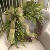 Fiori decorativi rotondi foglie verdi artificiali ghirlanda con garland baccello appeso floreale per la porta della casa di casa decorazione delle finestre della casa