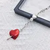 Keychains Retro Red Heart Telefoon Charme Banden Y2K autosleutels Hangende hangers Bag Decoratie Lanyard Women Purse Accessoires