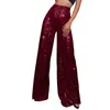 Damesbroek Casual lovertjes Sparkling Pailletten Hoog getailleerde Wide Leg Girls Flaarm Lamping Broek Nachtclub Wear Pantalon