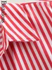 Women's Blouses 2024 Bazaleas Store Oversize's Shirt Loose Red Stripe Button Shirts And Official Clothing