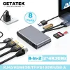 Hubs Getatek USB Hub 8 dans 2 Station d'amarrage VGA USB Type C Hub 4K30Hz Dual HDMI compatible compatible Adaptateur SD Lecteur de carte RJ45 PD100W