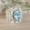 Band Huitan Romantic Sky Blue Stone Women Rings Hollow Out Band Fancy Bridal Wedding Rings for Party Jubileum Gift Fashion Jewelry