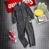 Jeans overalls mannen denim jumpsuits lange mouwen raapje multi pocket katoen losse straat cowboybroek blauwe zwarte broek 240409