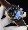 Zegarek luksusowy kwarc męski chronograf Zegarek czarny ceramiczny pomarańczowy płótno guma relojem hombre