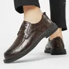 Casual Shoes Men Business Randki Mężczyzna klasyczny retro okrągłe głowa męska