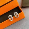 Luxury H Brand Boucles d'oreilles classiques avec brillance en cristal en diamant en diamant anneau de fiançailles