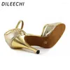 Tanzschuhe Dileechi Großhandel Lateinische Frauen mit hohem 9 cm Ballroom Dancing Red Gold Snake PU