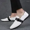 Sukienka na zwykłe buty Flats Oddychane Oxford Footwear orygine skórzane męskie poślizg na biurze mężczyzna formalny przyjęcie weselne mnich