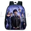 Backpacks Wednesday Addams Mini Backpacks for Boys Girls Kids Cartoon Kindergarten Bookbag Toddler School Bags Children Rucksack 12 Inch