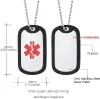 Pendants U7 Customized Medical Alert Jewelry Men Women Enamel Personalized Message Engraved Medic Condition Tags Pendant