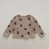 Camisetas outono novo bebê molho waffle meninos base blusas infantil garotas urso camisetas de meninas florais roupas
