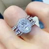Cluster Rings NKHOG Real 3CT Oval Moissanite S925 Silver Ring Women Plated Au750 Sparkling Diamond Wedding Band No Fade Fine Jewelry GRA