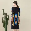 Casual jurken stijl miyake geplooide jurk voor vrouwen in de lente mode losse dikke mm cover buik afslanken gemiddelde lengte a-lijn rok
