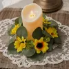 Kerzenhalter Sonnenblumenkranz Eukalyptus Ring Set für Home Wedding Party Tisch